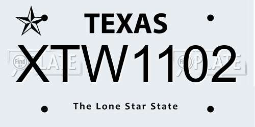 XTW1102 Texas License Plate