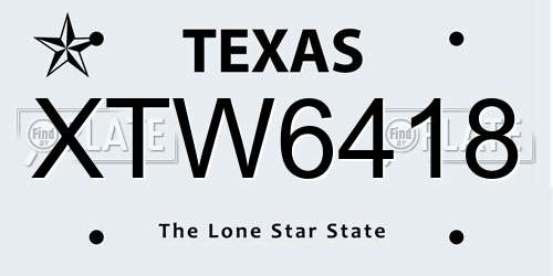 XTW6418 Texas License Plate