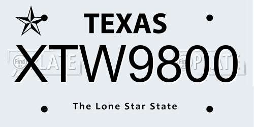 XTW9800 Texas License Plate