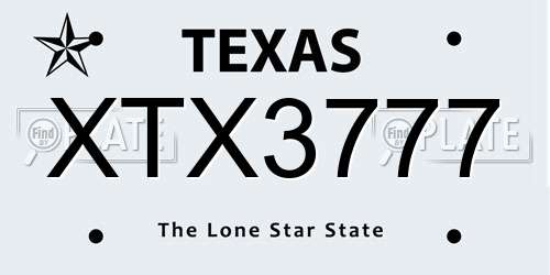 XTX3777 Texas License Plate