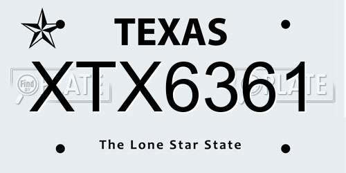XTX6361 Texas License Plate