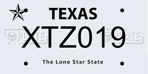 XTZ019 Texas License Plate