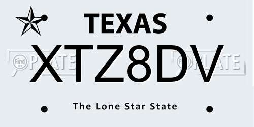 XTZ8DV Texas License Plate