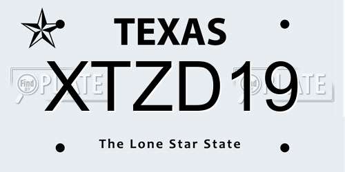XTZD19 Texas License Plate