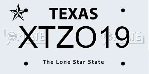 XTZO19 Texas License Plate