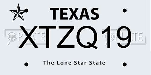 XTZQ19 Texas License Plate