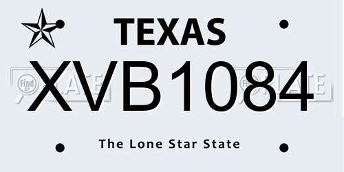XVB1084 Texas License Plate