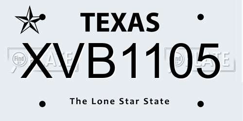 XVB1105 Texas License Plate