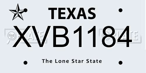 XVB1184 Texas License Plate