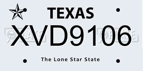 XVD9106 Texas License Plate