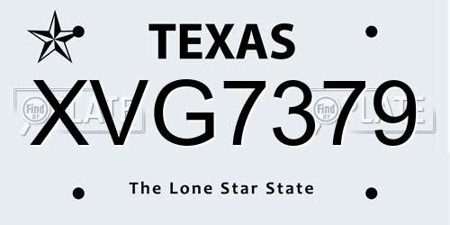 XVG7379 Texas License Plate