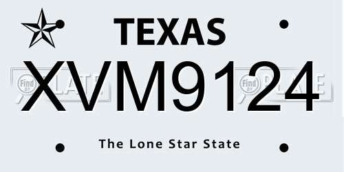 XVM9124 Texas License Plate