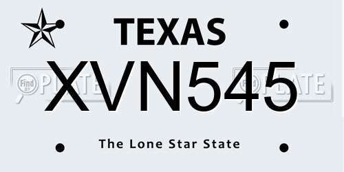 XVN545 Texas License Plate