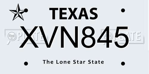 XVN845 Texas License Plate