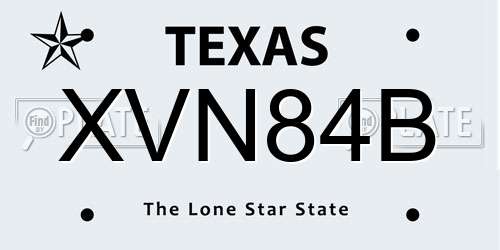 XVN84B Texas License Plate