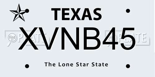 XVNB45 Texas License Plate