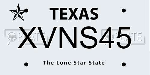XVNS45 Texas License Plate