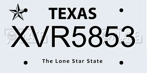 XVR5853 Texas License Plate
