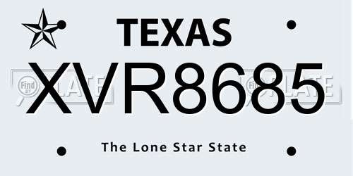 XVR8685 Texas License Plate