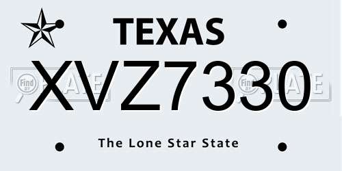 XVZ7330 Texas License Plate