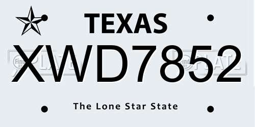 XWD7852 Texas License Plate