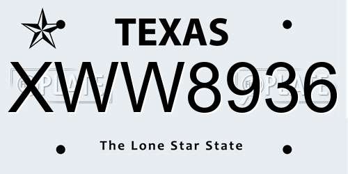 XWW8936 Texas License Plate