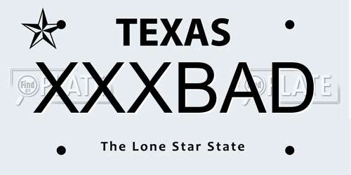 XXXBAD Texas License Plate