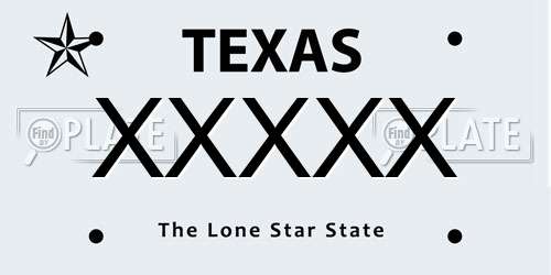 XXXXX Texas License Plate