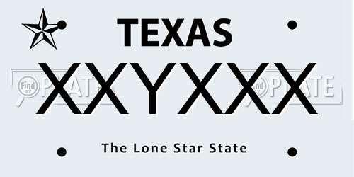 XXYXXX Texas License Plate