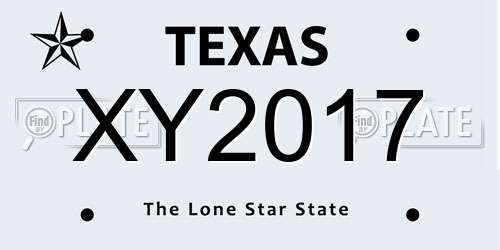 XY2017 Texas License Plate
