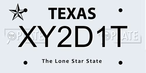 XY2D1T Texas License Plate