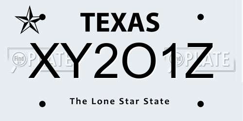 XY2O1Z Texas License Plate