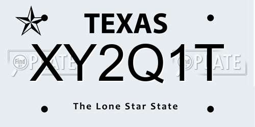 XY2Q1T Texas License Plate