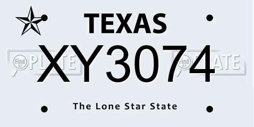 XY3074 Texas License Plate