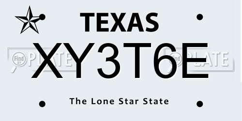 XY3T6E Texas License Plate