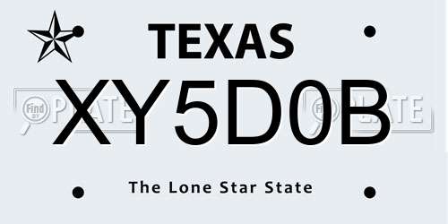 XY5D0B Texas License Plate