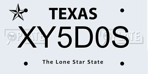 XY5D0S Texas License Plate