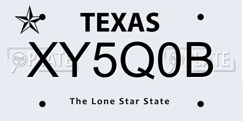 XY5Q0B Texas License Plate