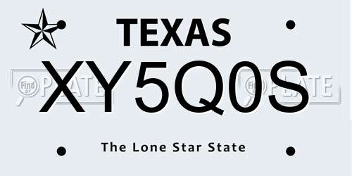 XY5Q0S Texas License Plate