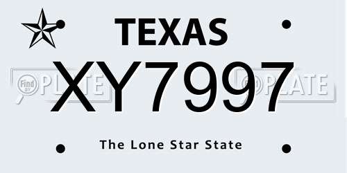 XY7997 Texas License Plate