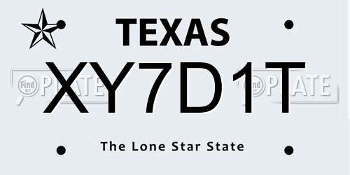 XY7D1T Texas License Plate