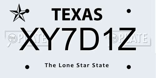 XY7D1Z Texas License Plate