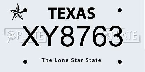 XY8763 Texas License Plate