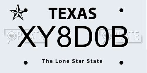 XY8D0B Texas License Plate