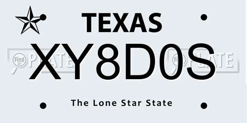 XY8D0S Texas License Plate