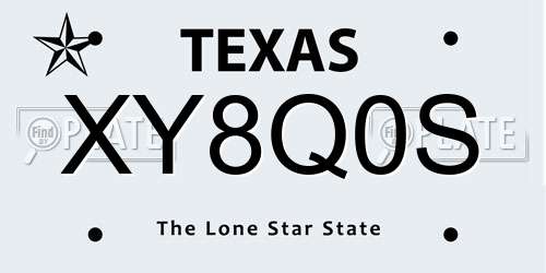 XY8Q0S Texas License Plate