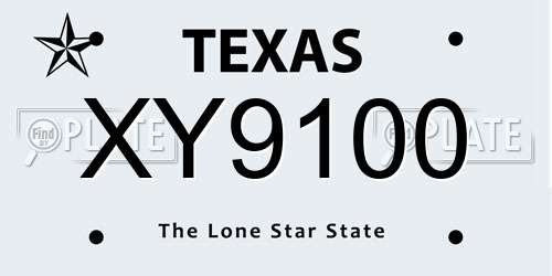 XY9100 Texas License Plate