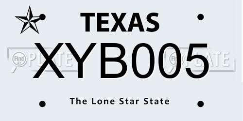XYB005 Texas License Plate