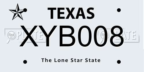 XYB008 Texas License Plate