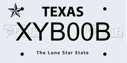 XYB00B Texas License Plate